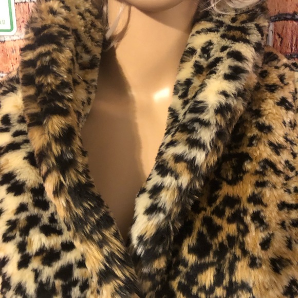 XXI FAUX FUR ANIMAL PRINT WRAP JACKET RIBBON BELTED SIZE M - Picture 8 of 13